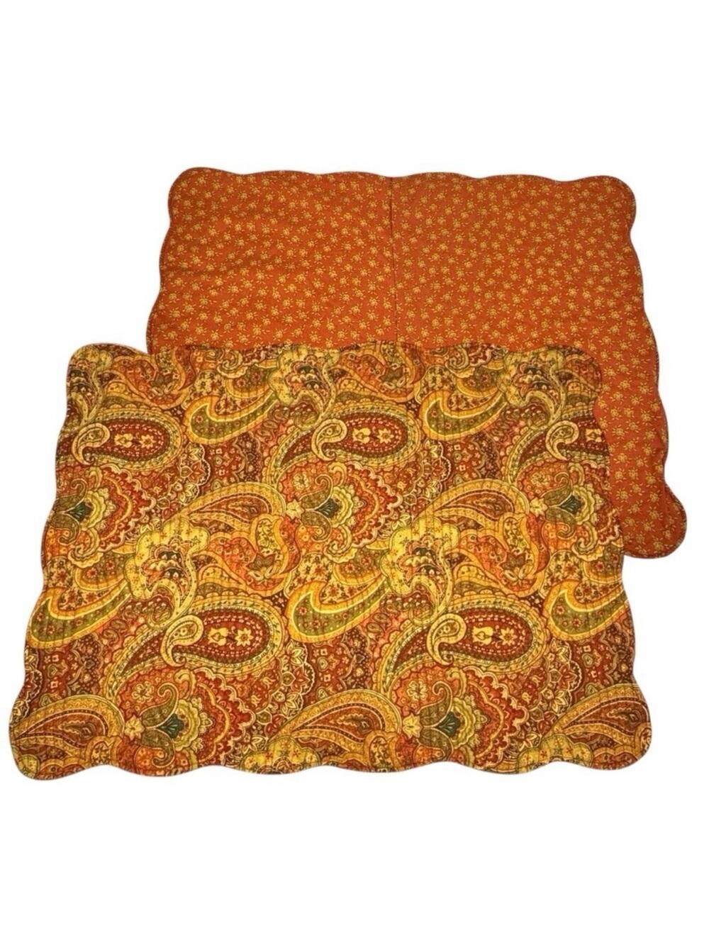 VTG Paisley Floral Quilted Pillow Shams 2 PCs Standard Cotton Cottage Farm